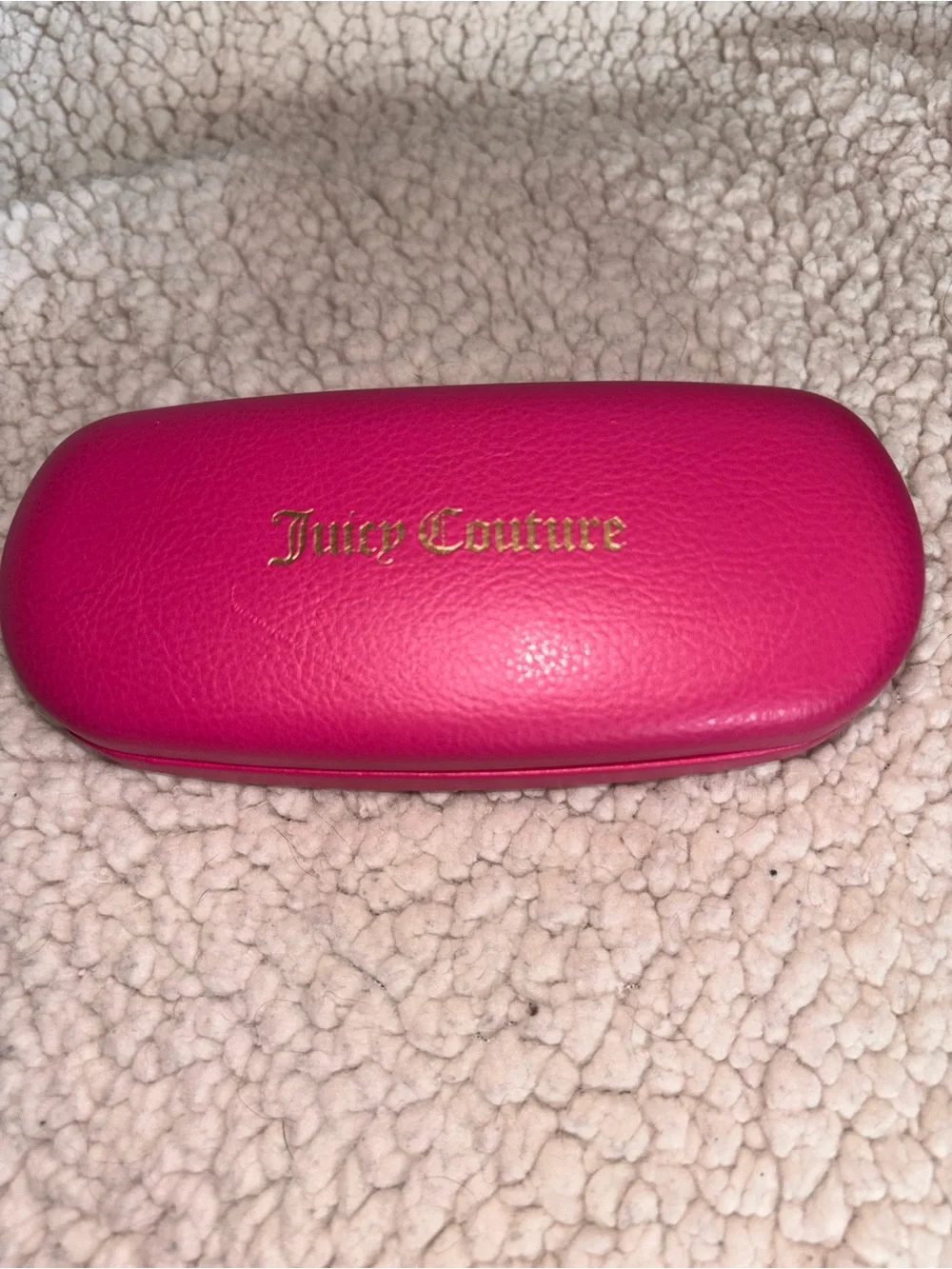 Juicy Couture Pink Hard Eyeglass Sunglasses Case w/ Cleaning Cloth